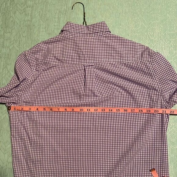 Chaps easy care Men’s lavender & white gingham checkered button down shirt M - Picture 12 of 16